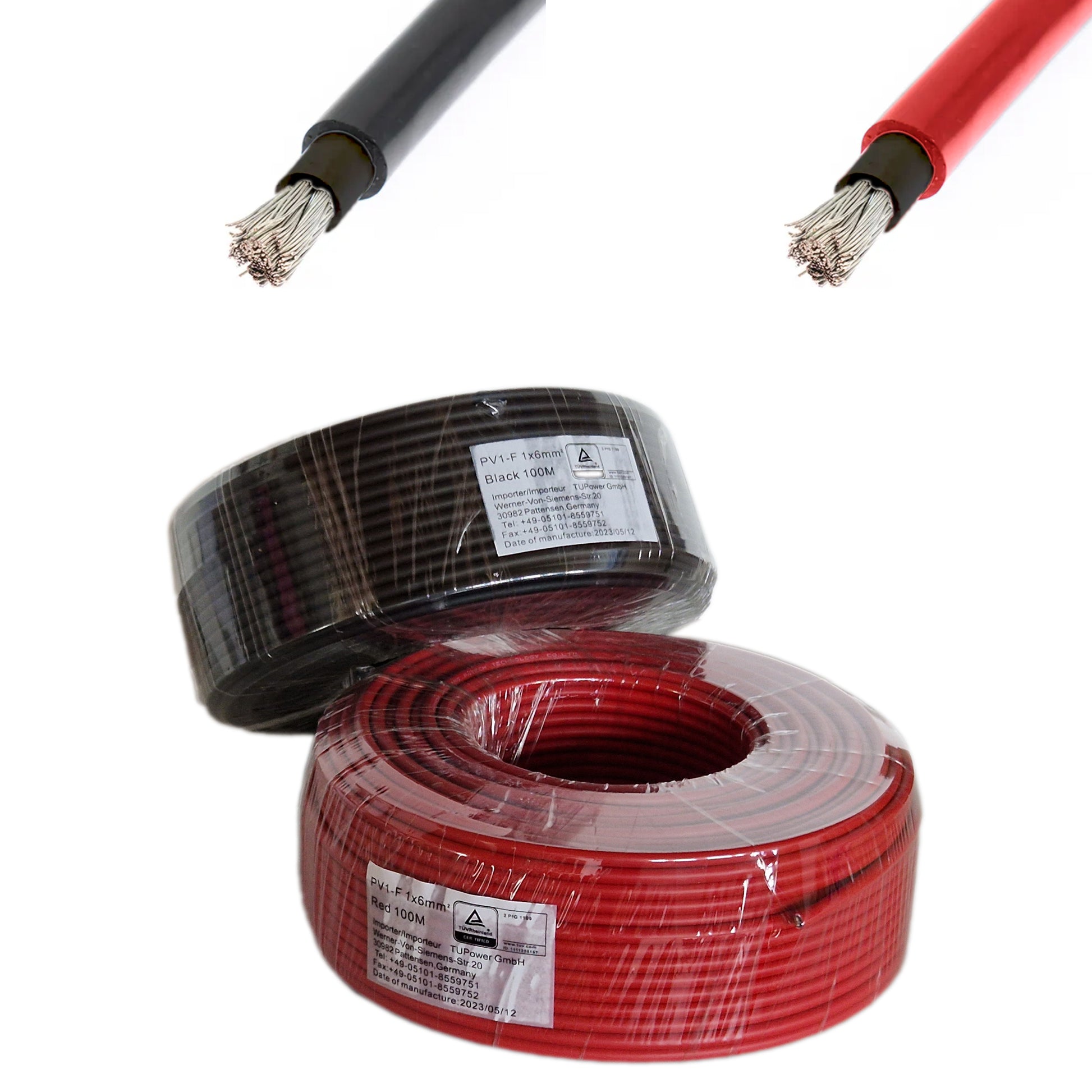 Unipolares Kabel 6mm2, FV-6, rot, für photovoltaische Solarmodule - V-TAC  11419