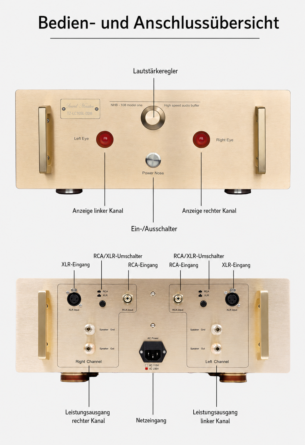 BRZHIFI NHB-108 HiFi Stereo-Endstufe mit RCA/XLR