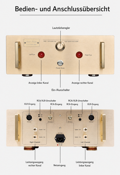 BRZHIFI NHB-108 HiFi Stereo-Endstufe mit RCA/XLR