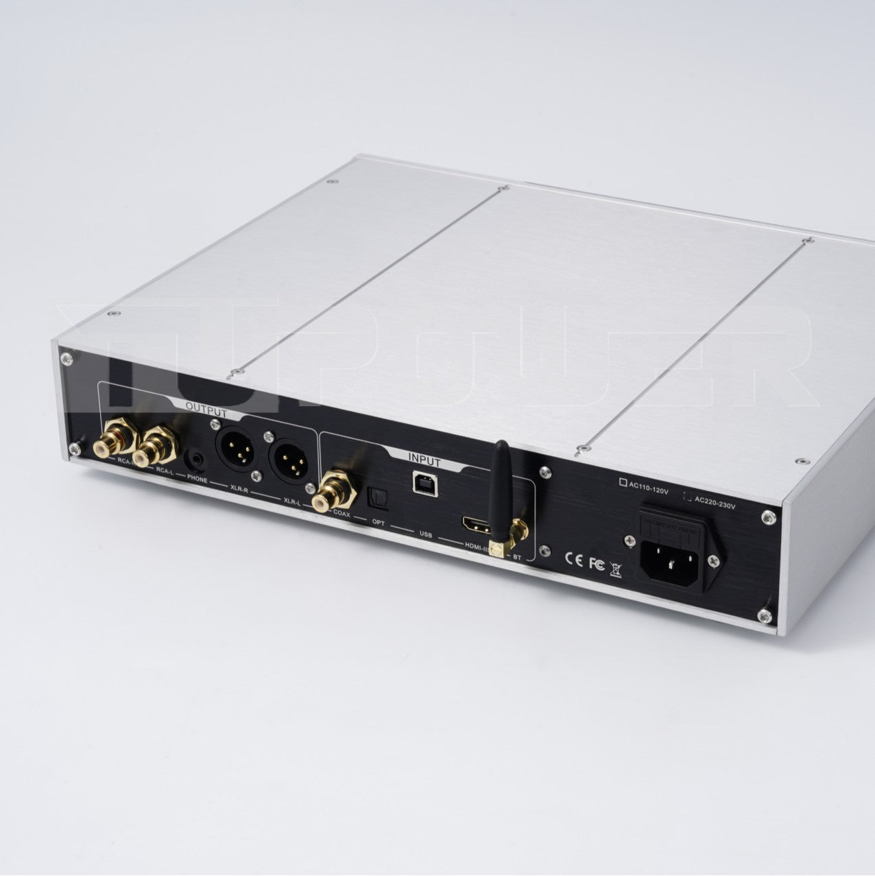 BRZHIFI DC600 DAC Rückseite mit RCA XLR USB optisch koaxial HDMI und Bluetooth