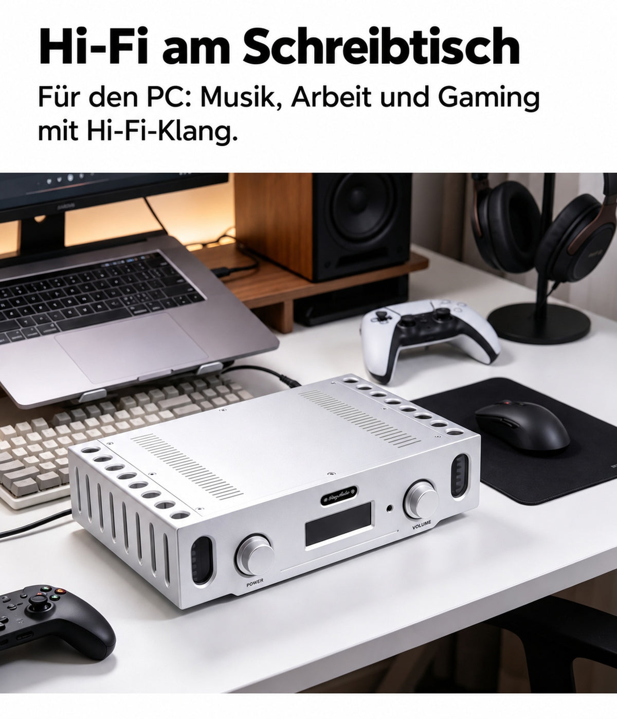 BRZHIFI BZ-A600i HiFi-Vollverstärker am PC-Arbeitsplatz