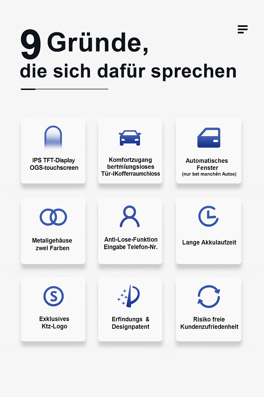 Intelligenter LCD Autoschlüssel Smart Key mit Touchscreen + Umbau