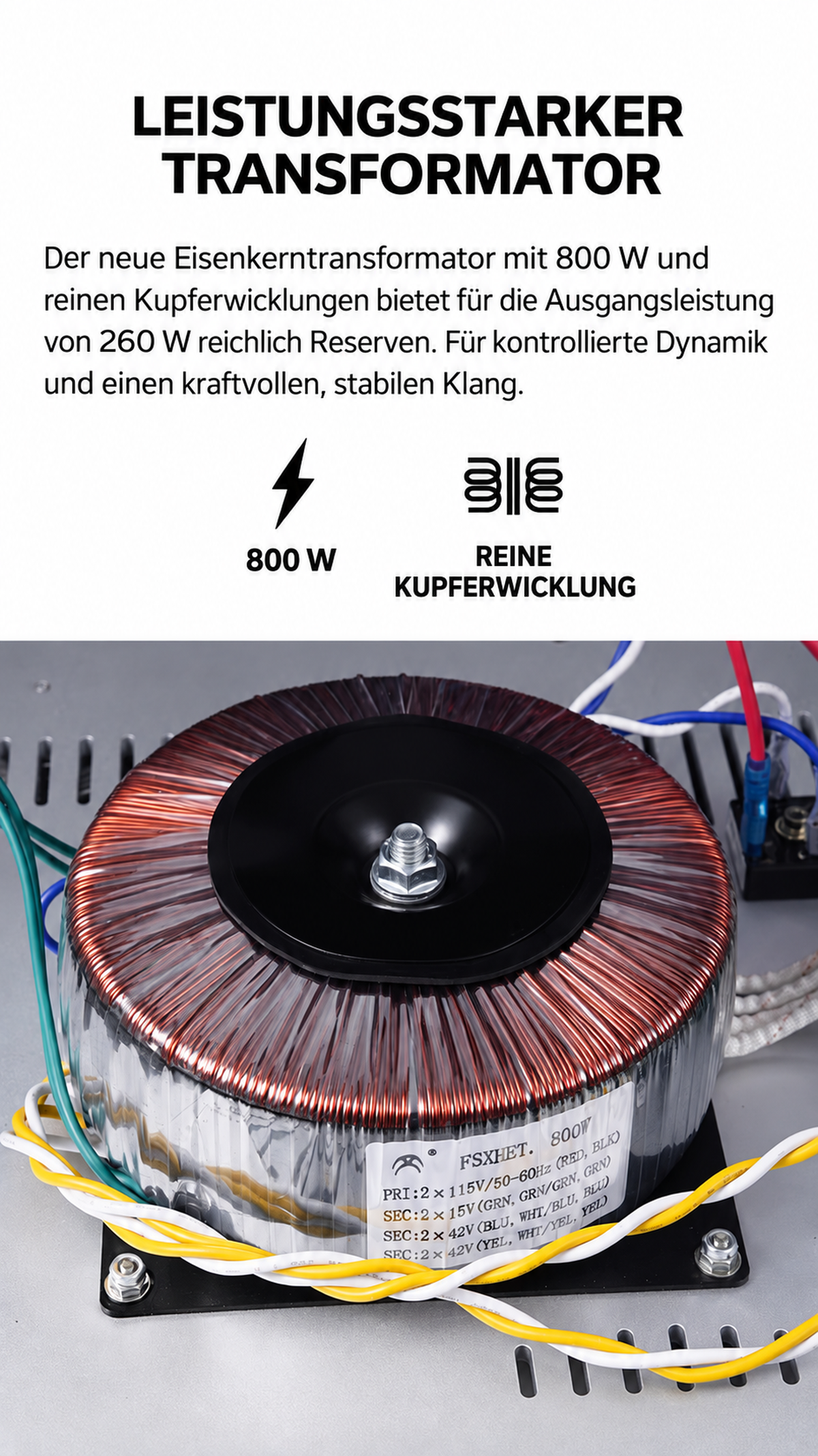 BRZHIFI 411 Stereo-Endstufe – 2 × 260 W an 4 Ω