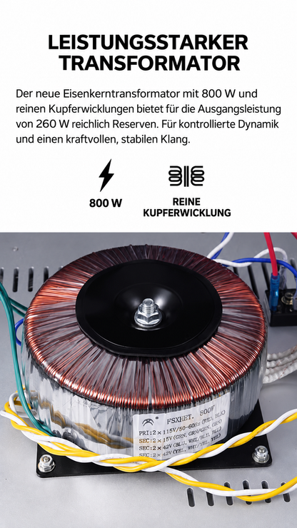 BRZHIFI 411 Stereo-Endstufe – 2 × 260 W an 4 Ω
