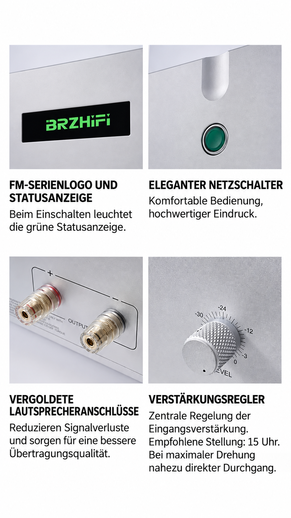 BRZHIFI 411 Stereo-Endstufe – 2 × 260 W an 4 Ω