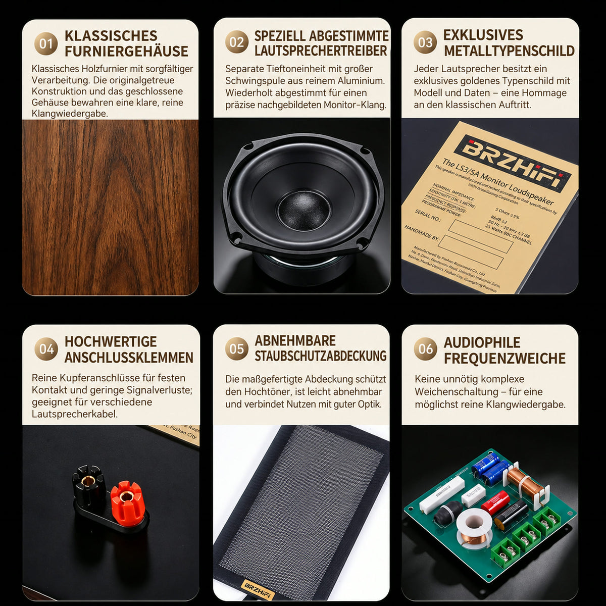 BRZHIFI LS3/5A Regallautsprecher-Paar – passiv, 2-Wege