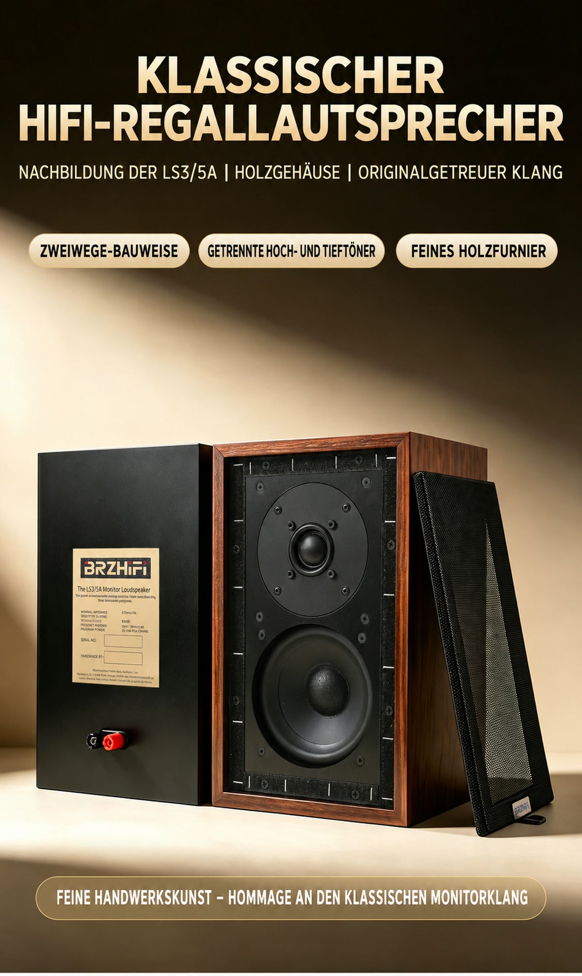 BRZHIFI LS3/5A Regallautsprecher-Paar – passiv, 2-Wege