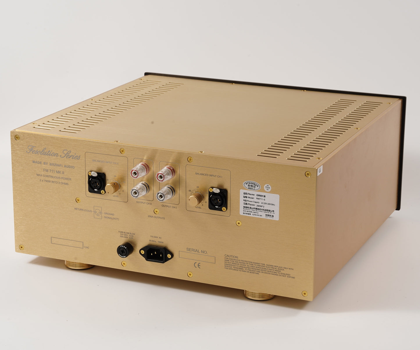 BRZHIFI 711MKII Rückseite mit XLR Eingang und Lautsprecheranschlüssen