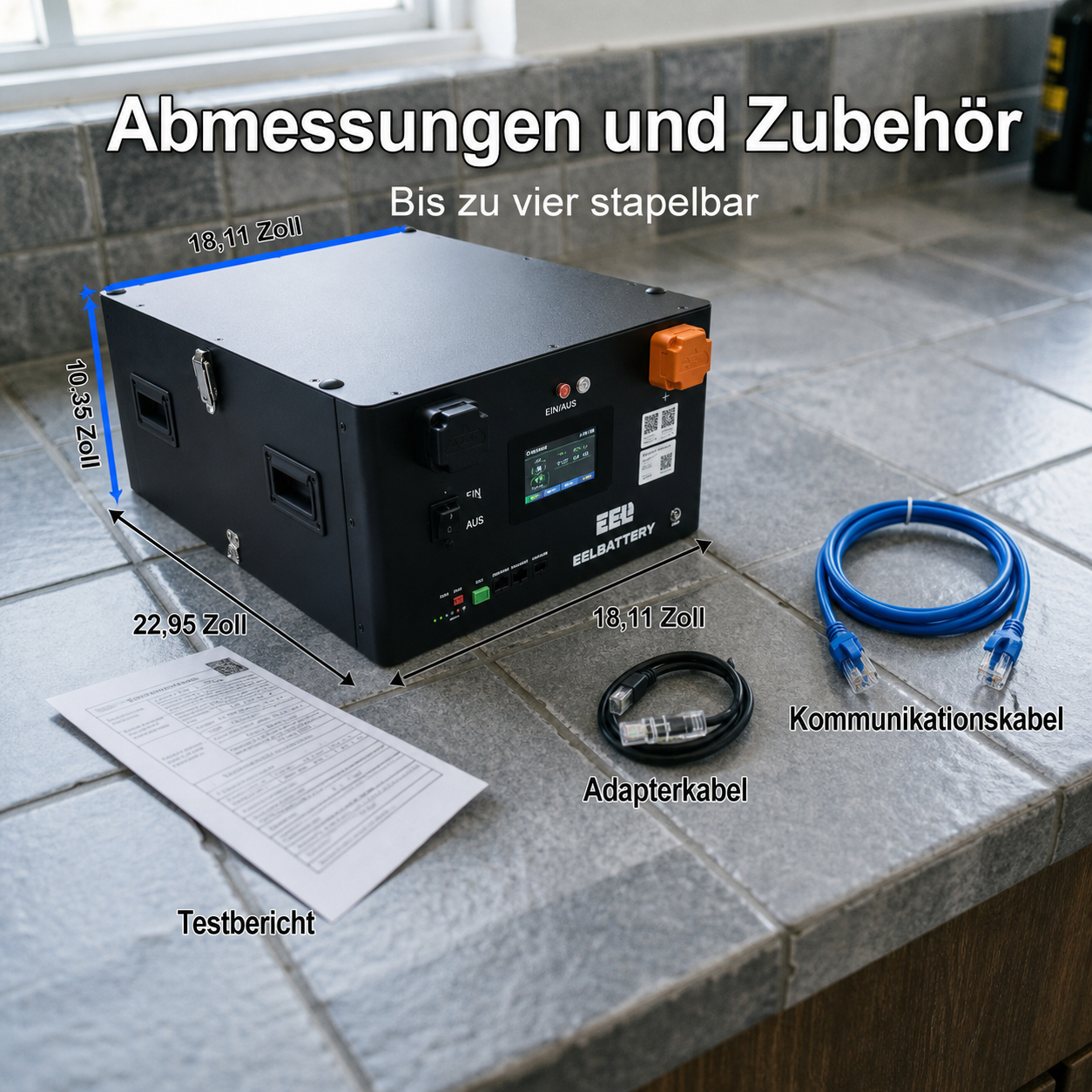 EEL Battery LiFePO4 Speicher Gehäuse- und Anschlussdetail