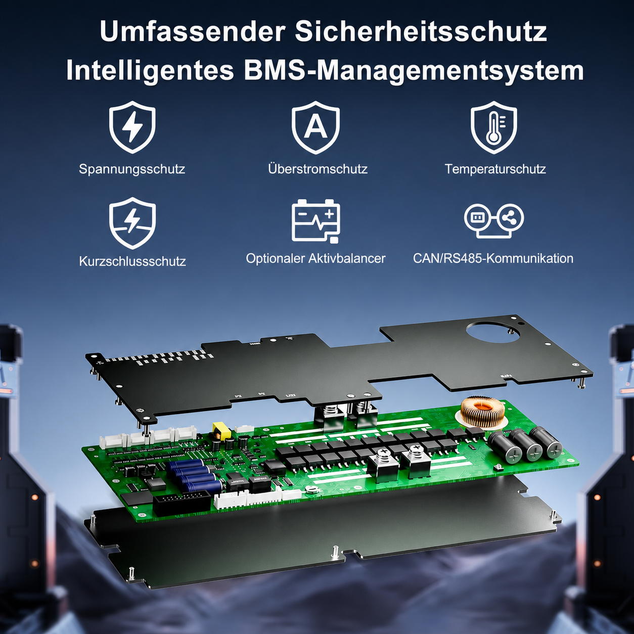 BMS-Platine mit Schutzfunktionen und CAN-RS485-Kommunikation